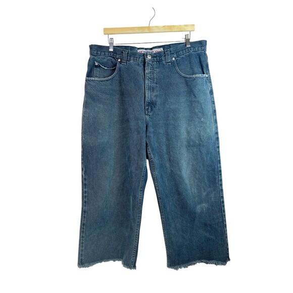 Vintage Anchor Blue Wide Leg Baggy Dark Wash Jeans Cropped Sz 39”x24.5” Men Y2K - Picture 1 of 14